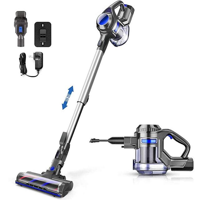Cordless Vacuum Cleaner, 12kPa Suction Stick Handheld Vacuum Lightweight with Extension Wand, Detachable Battery, 1.3L Large Capacity Dustbin for Hard Floor, Pet Hair Cleaning