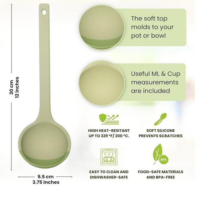 Silicone Spoon - Spatula Ladle (Green)
