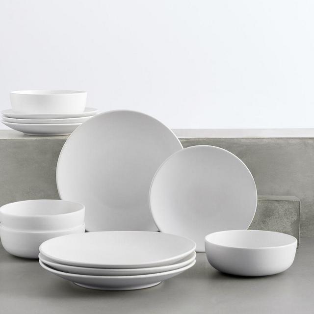 Mason Stoneware 12-Piece Dinnerware Set - True White