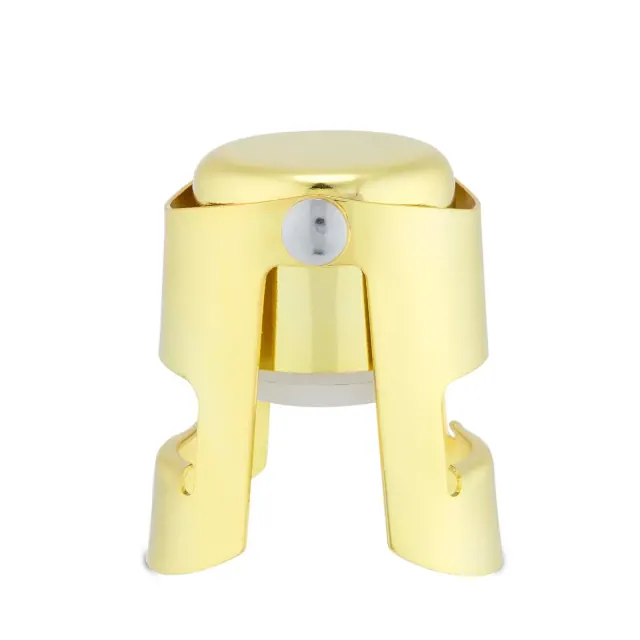 True Fizz Champagne Stoppers for Bottles, Sparkling Wine Stopper, Wine Accessories Kitchen Accessory, Gold Set of 1