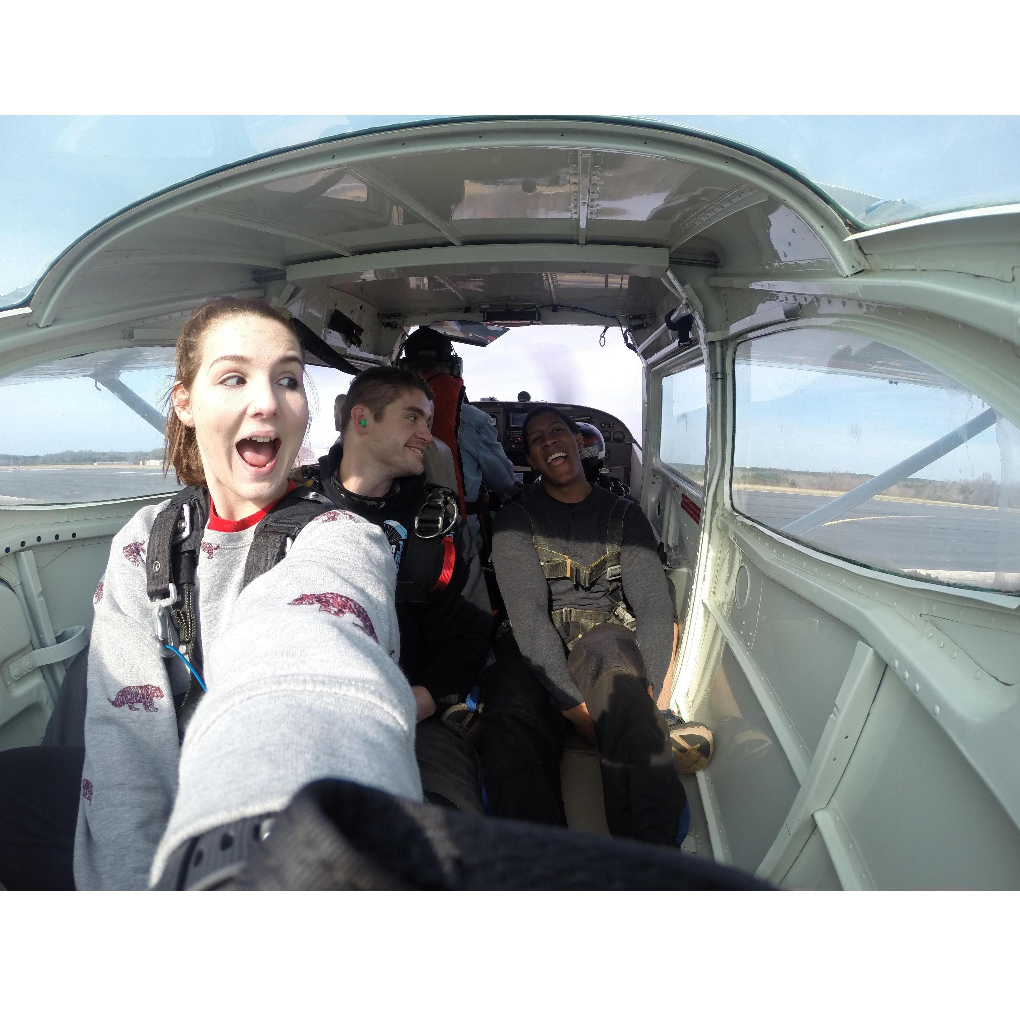 March 2017. We went skydiving! This was taken just before takeoff and right after realizing Zechariah had never even been in an airplane.