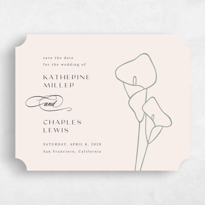 Beige Ticket Wedding Save the Date - Calle Landscape