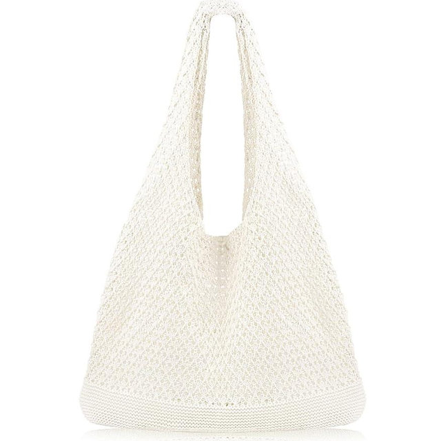 COOKOOKY Crochet Beach Tote bag Summer Beach Bag for Women Aesthetic Mesh Tote Bag Hippie Bag Knit Bag