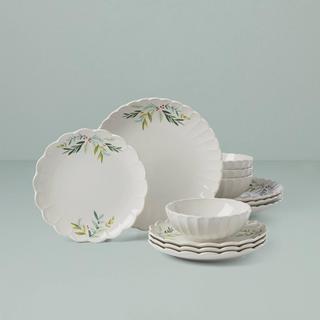 French Perle Berry 12-Piece Dinnerware Set, Service for 4