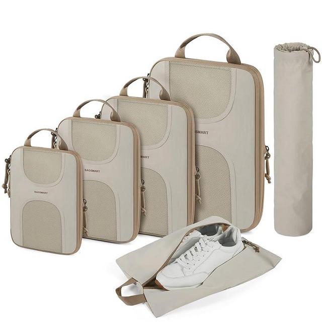 Compression Packing Cubes for Travel, BAGSMART 6 Set Packing Cubes for Suitcases, Lightweight Suitcases Organizers Bag Set & Compression Travel Cubes, Travel Essentials Packing Organizers