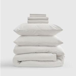 Classic Organic Percale Deluxe Bedding Bundle in White (King)