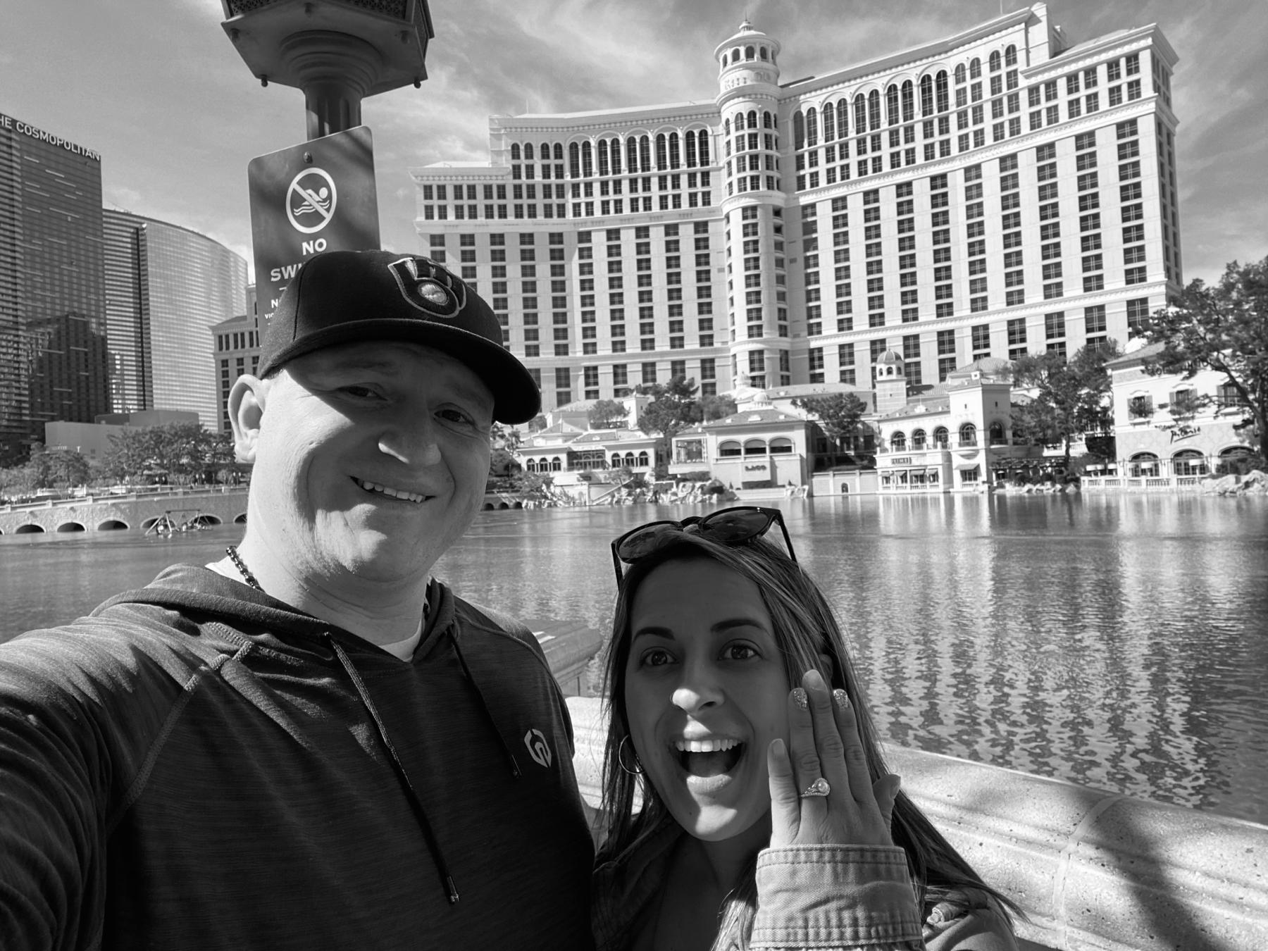Our engagement!! 💍💕 this was after our 5th year together. We took our usual annual trip to Las Vegas and this patient human being finally asked me to marry him! I would re-live that moment every day.