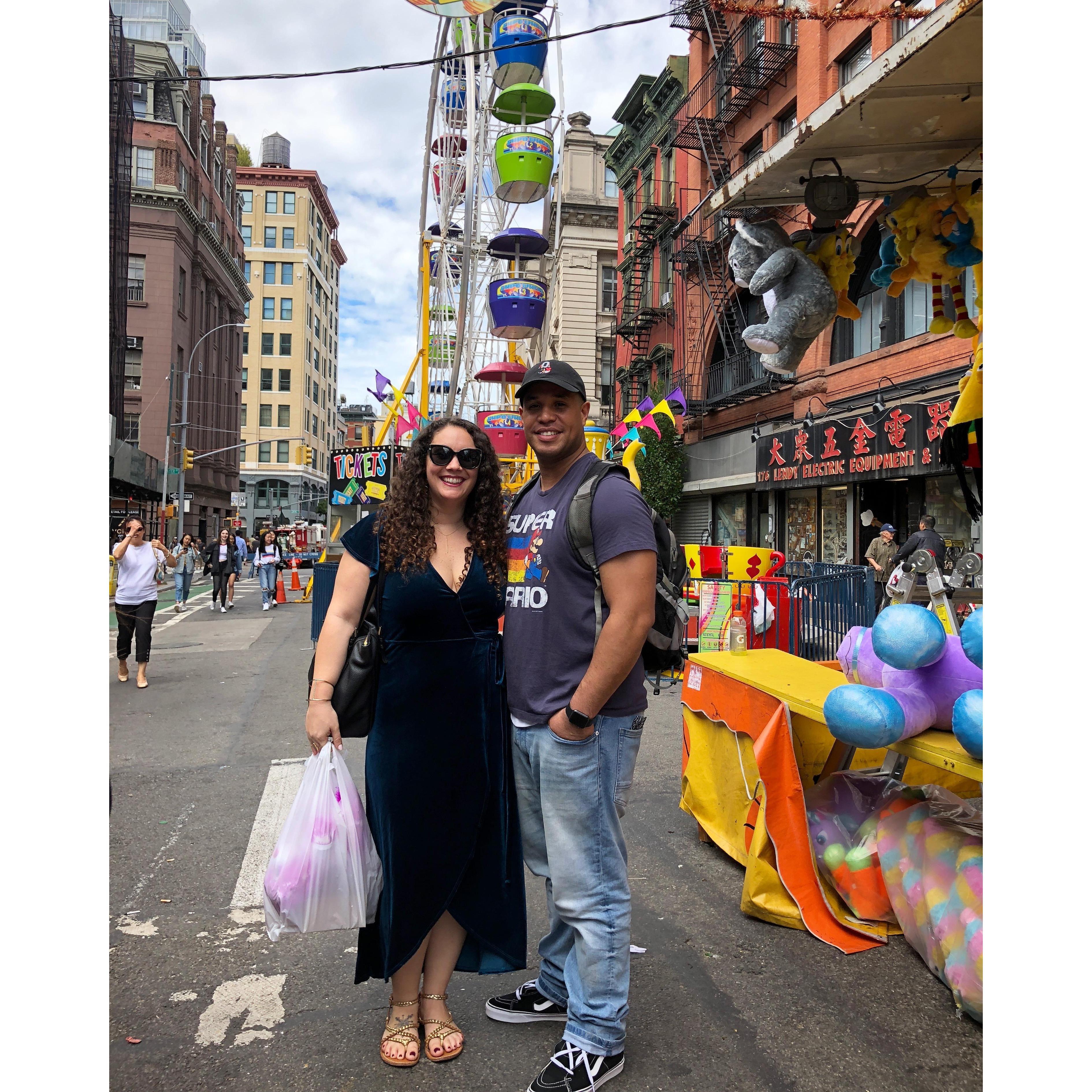 Right before Anthony won the meatball eating contest at San Gennaro, 2018