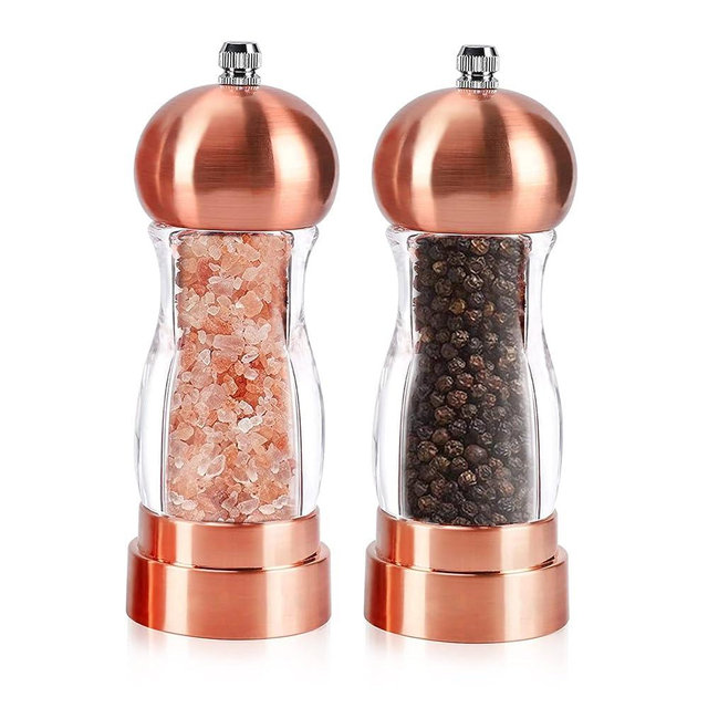 Salt and Pepper Grinder Set Classical Hand Shake Pepper Mill Set Gorgeous Salt Grinder Set Rosy, Ceramic Blades With Adjustable Coarseness, Enjoy Best Fresh Ground Pepper Sea Salts Various spices