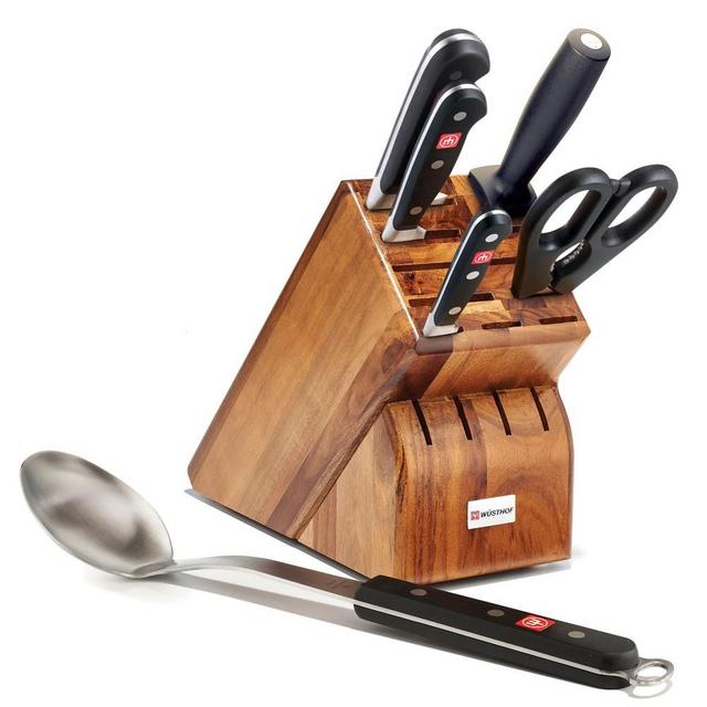 Wüsthof Classic 6-Piece Knife Set with Bonus 8" Cook's Spoon, Acacia