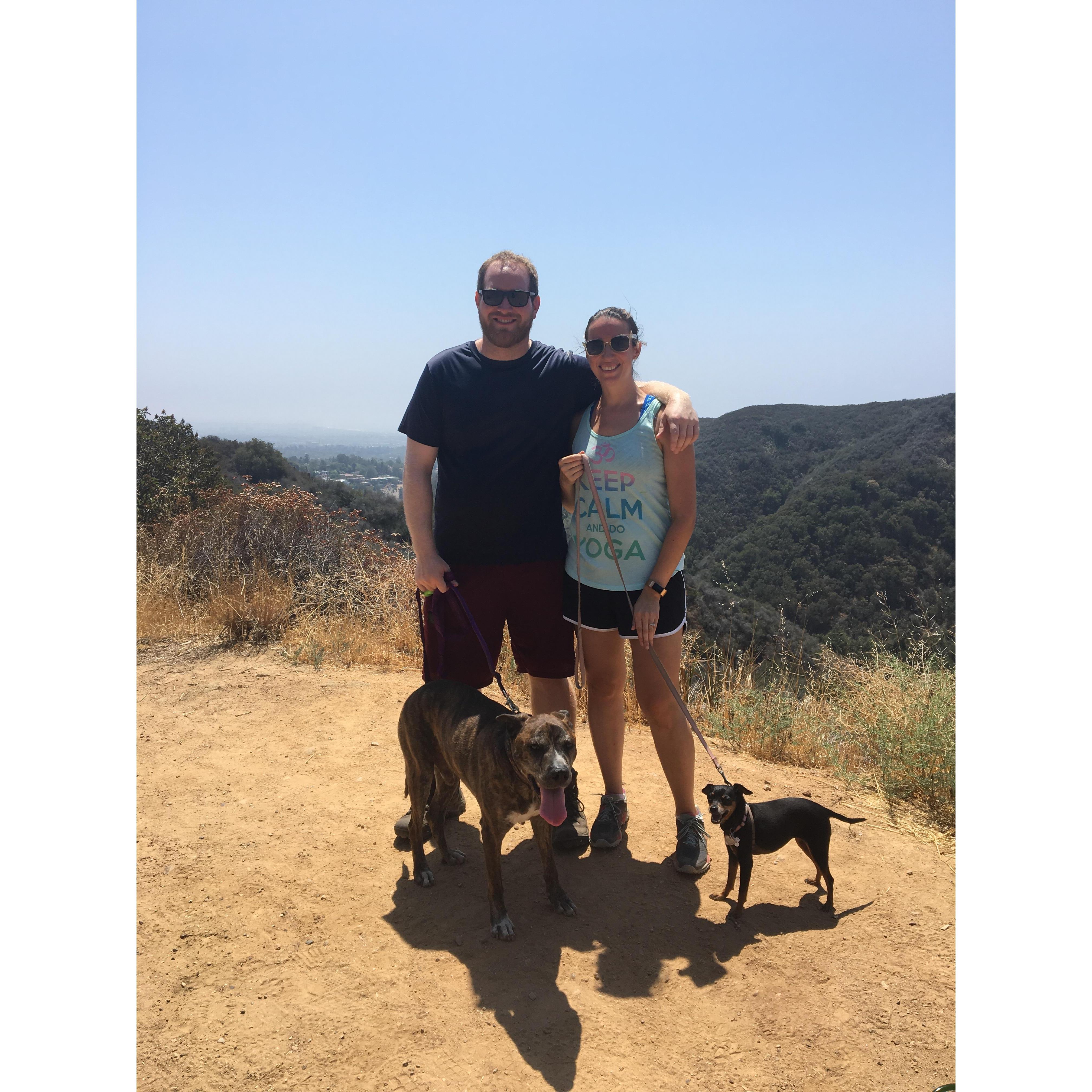 Hiking in LA with our loves Roman and Penny
