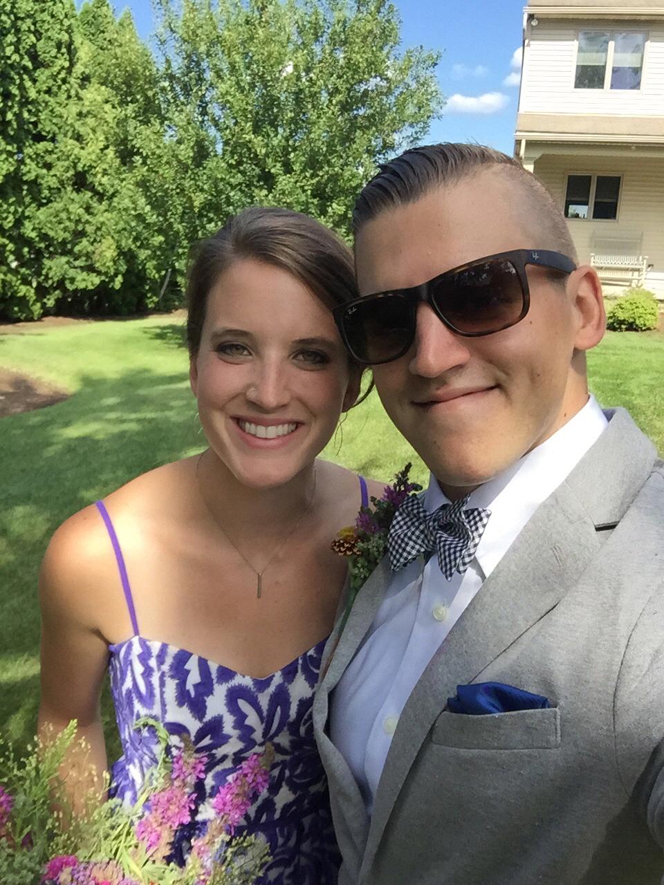 No-beard Brian and I at Nick and MJ’s wedding, August 2015!