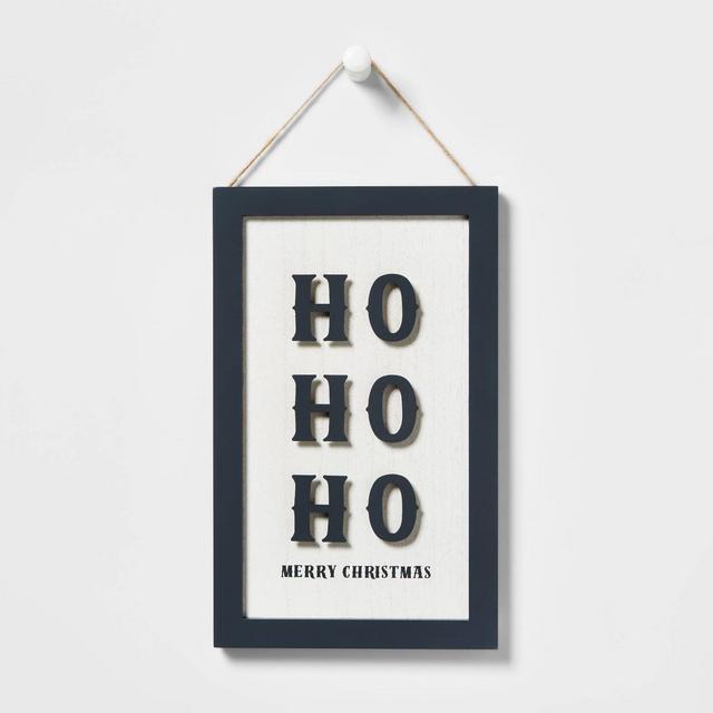 HO HO HO Hanging Sign Black/White - Wondershop™