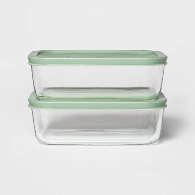 4 Cup 2pk Rectangular Mint Food Storage Container Set - Room Essentials™
