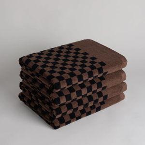 ROMAN POOL TOWEL tabac & noir (Set of 4)