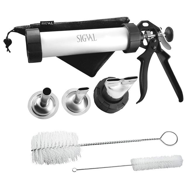 SIGVAL Jerky Gun, 1 Pound Capacity Jerky Maker, Aluminum Barrel, Easy to Clean Handle and Stainless Steel Nozzles