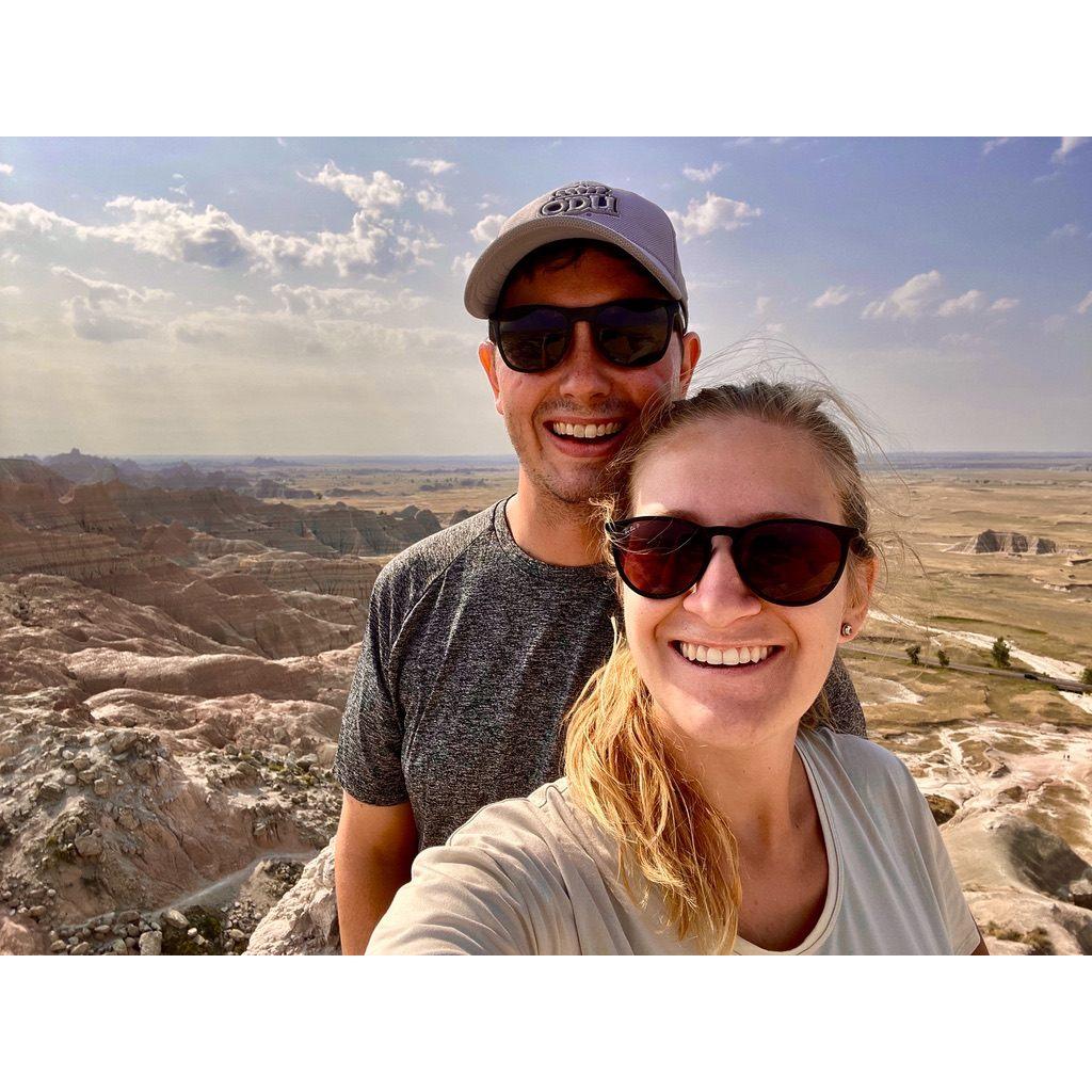 a big climb in Badlands National Park (temp 100+😅 )