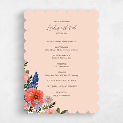 Pink Scalloped Wedding Program - Destin