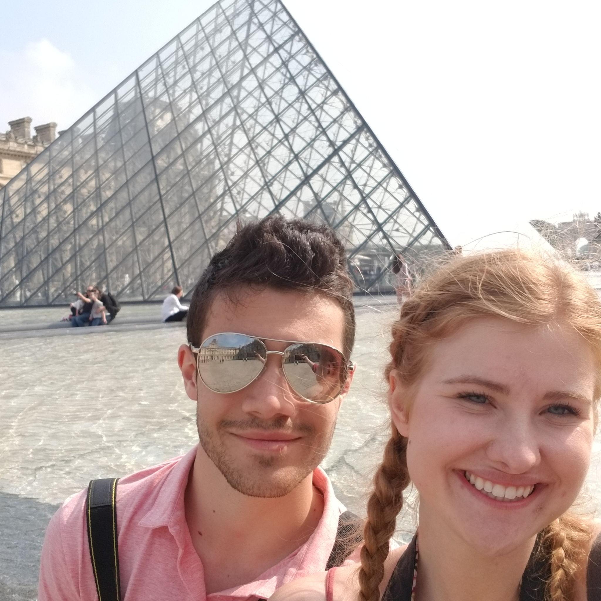 Our first international trip together in 2018! Snapped this pic in front of the Louvre in Paris