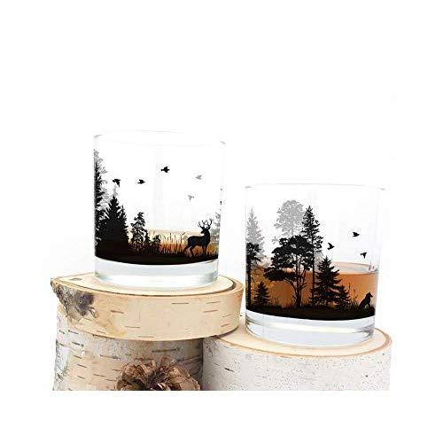 Whiskey Glasses - Forest Animals - Set of Two 11oz. Tumblers