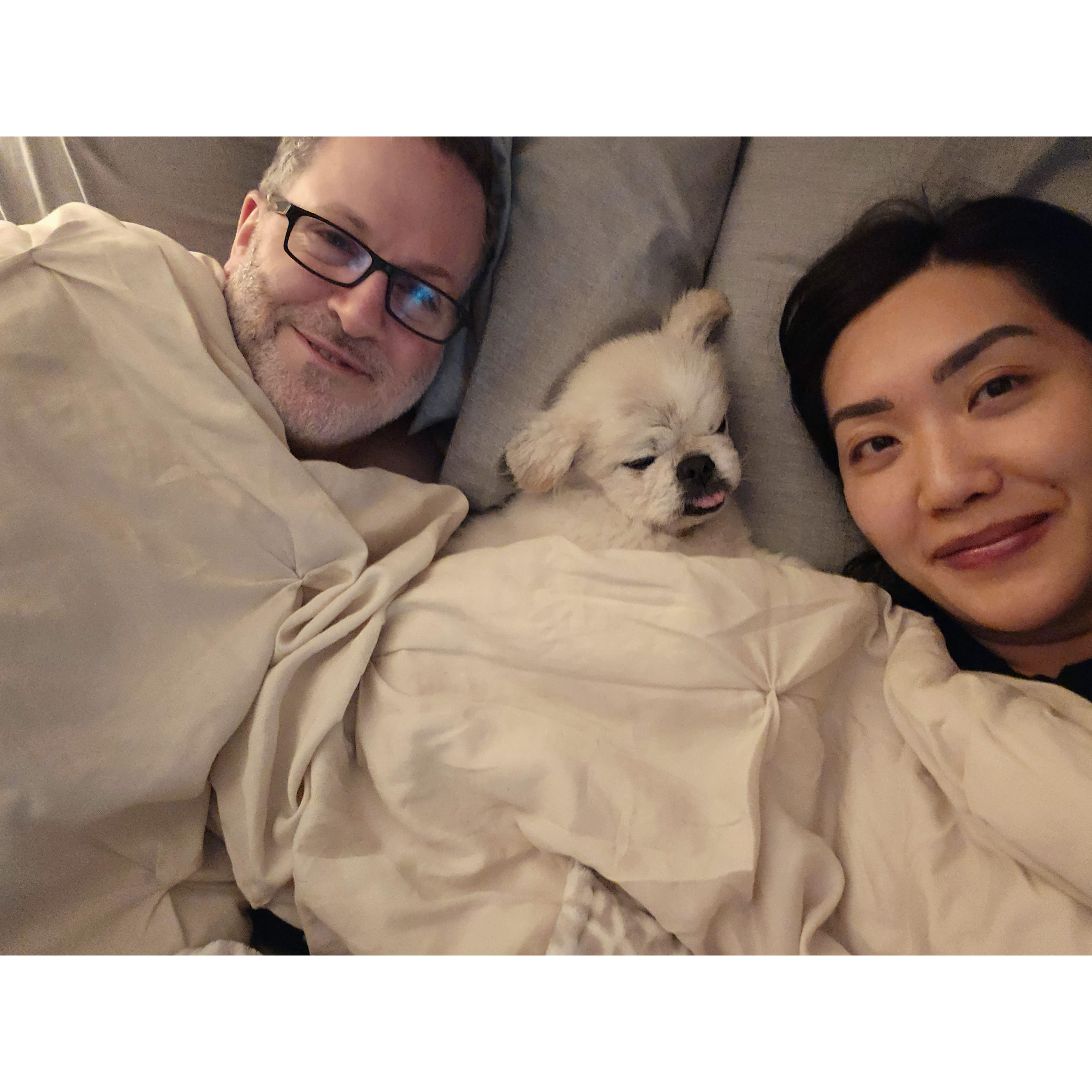 Cuddles with Kuma. Our fav.