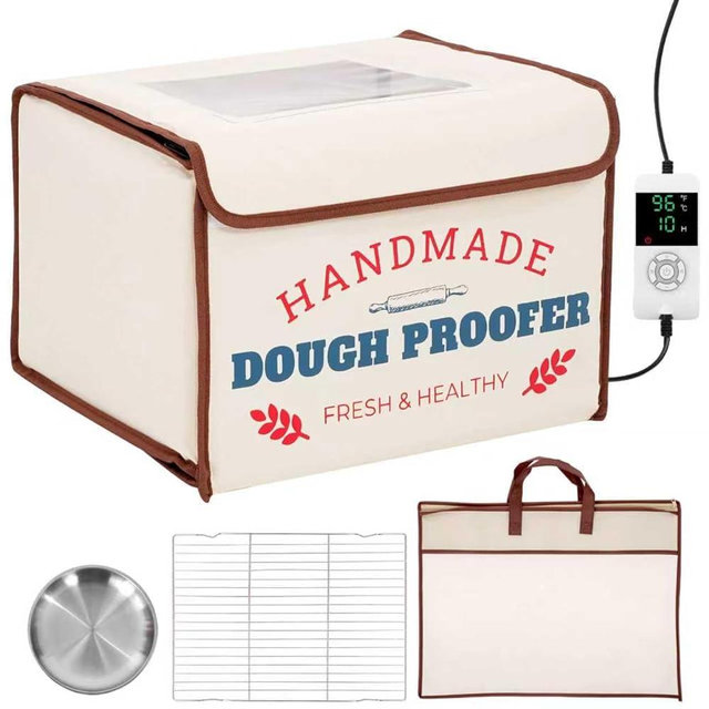 InnovifyHub Bread Proofing Box with Heater, 50-130℉ Constant Temp Dough Proofer, 3-Sided Heating & 24H Timer, Foldable Fermentation Box for Sourdough Starter, Pizza Dough, Yogurt
