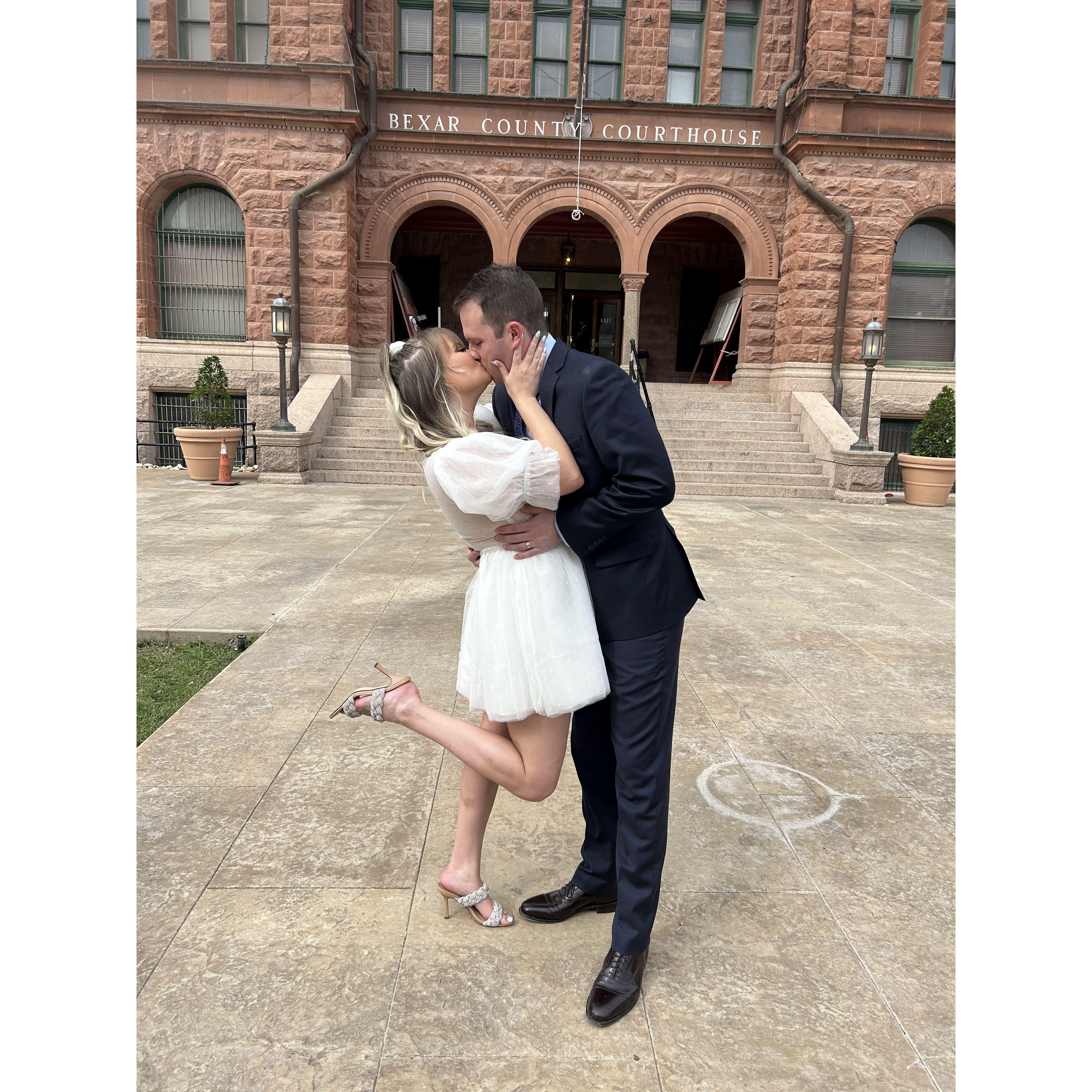 Out front of the Bexar county courthouse