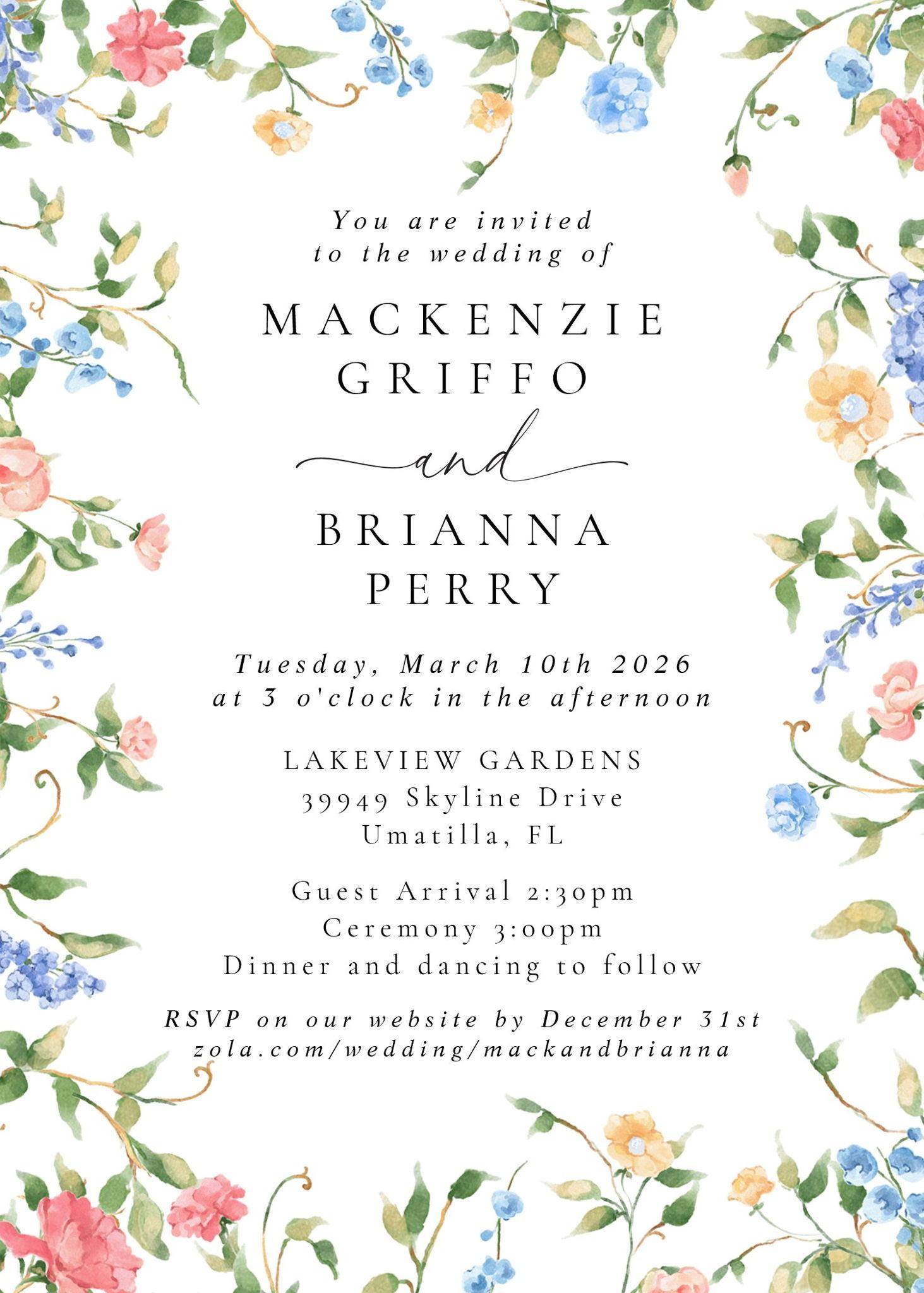 The Wedding Website of Mack Griffo and Brianna Perry