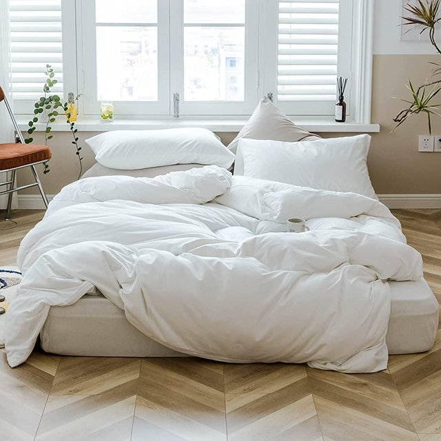 DONEUS White Duvet Cover King Size, Jersey Knit Duvet Cover Set Solid White Color Bedding Set Modern Soft Comforter Cover 3 Piece with Zipper Closure, 1 Duvet Cover 104x90 inches and 2 Pillow Cases