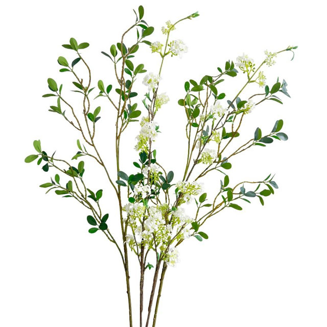 Artificial Eucalyptus Stems and Snow Willow Branches Set,Long Stem Artificial Flowers for Tall Vase,Faux Eucalyptus Tree Branches Spring Decorations for Home Wedding Centerpieces (4, White Green)