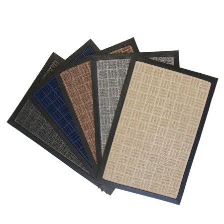 Rubber-Cal "Wellington" Rubber Backed Carpet Doormat - 3 x 5 feet - Charcoal Polypropylene Mat Color charcoal