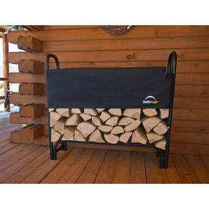 Shelter Logic 4' Firewood Rack With Cover - Black