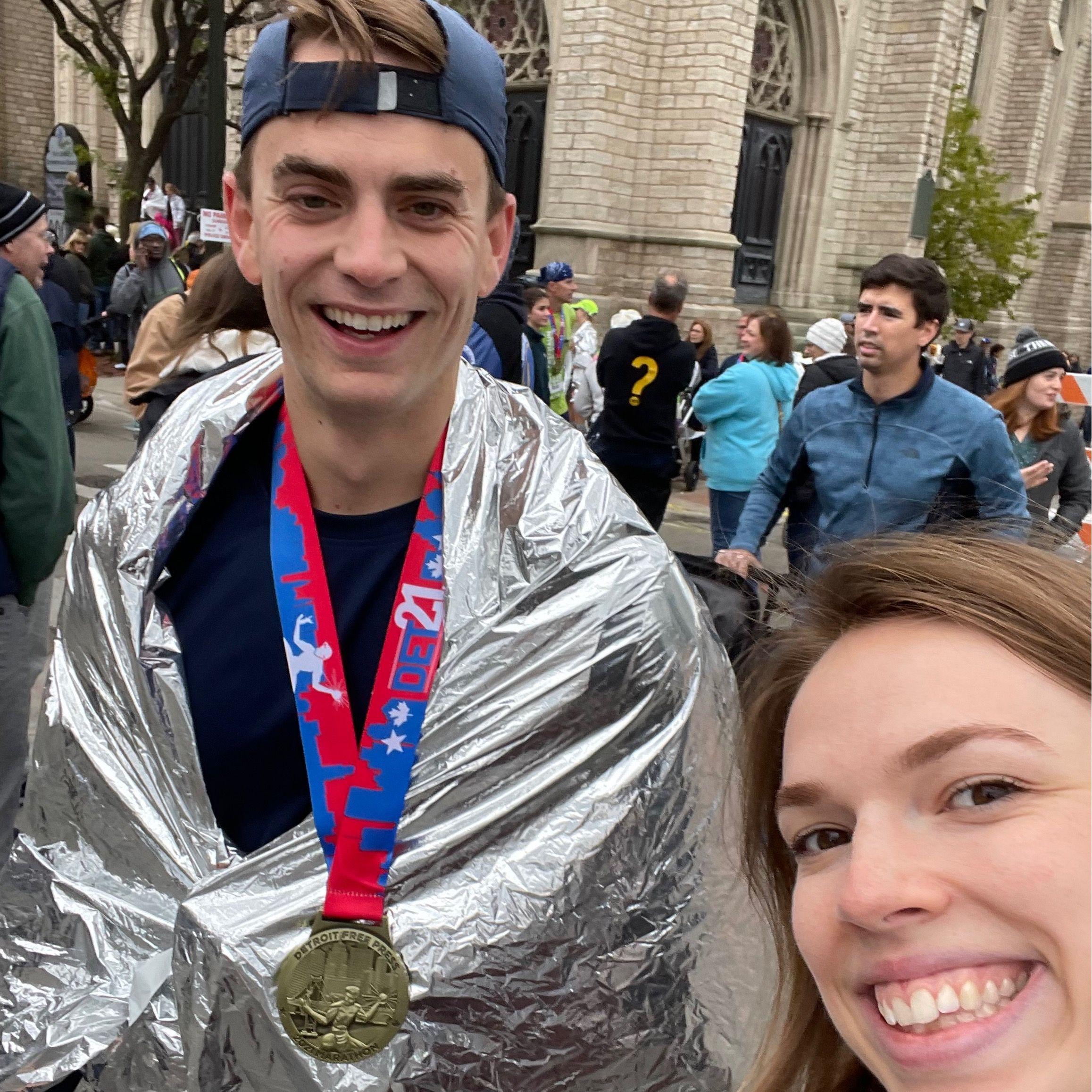 Chris ran the Detroit marathon!