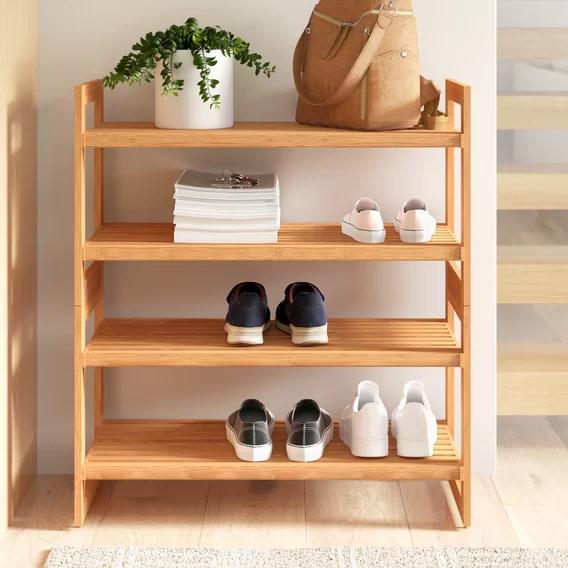 4-Tier 12 Pair Stackable Shoe Rack (Set of 2)