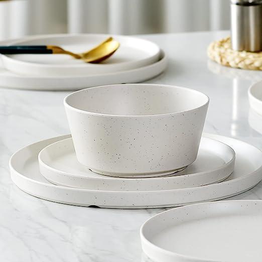 12Pcs Melamine Outdoor Dinnerware Set for 4 (Sage White)