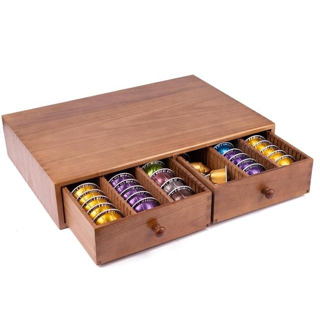 Coffee Pod Storage Holder, Pods Holder Storage for Coffee Capsules, Wooden Coffee Pod Organizer for Coffee Capsules,Extra Large Capatity Coffee Pods Storage
