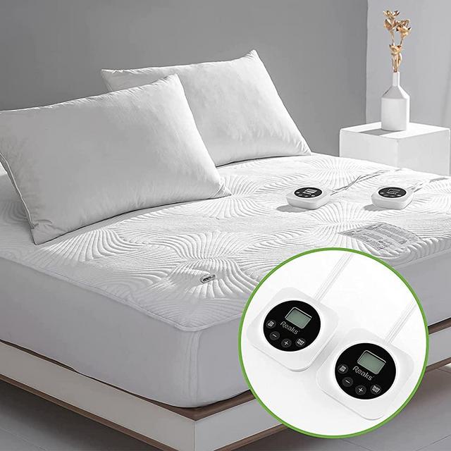 Califonia King Size Zoned Electric Heated Mattress Pad Dual Control,Heating Blanket with Timer,Adjustable 1-12 Hours Auto Shut Off,10 Heat Setting
