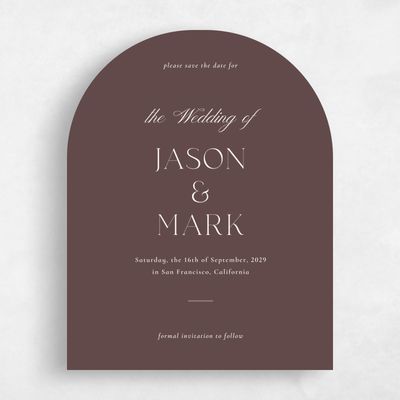 Brown Arch Wedding Save the Date - Gavin Portrait