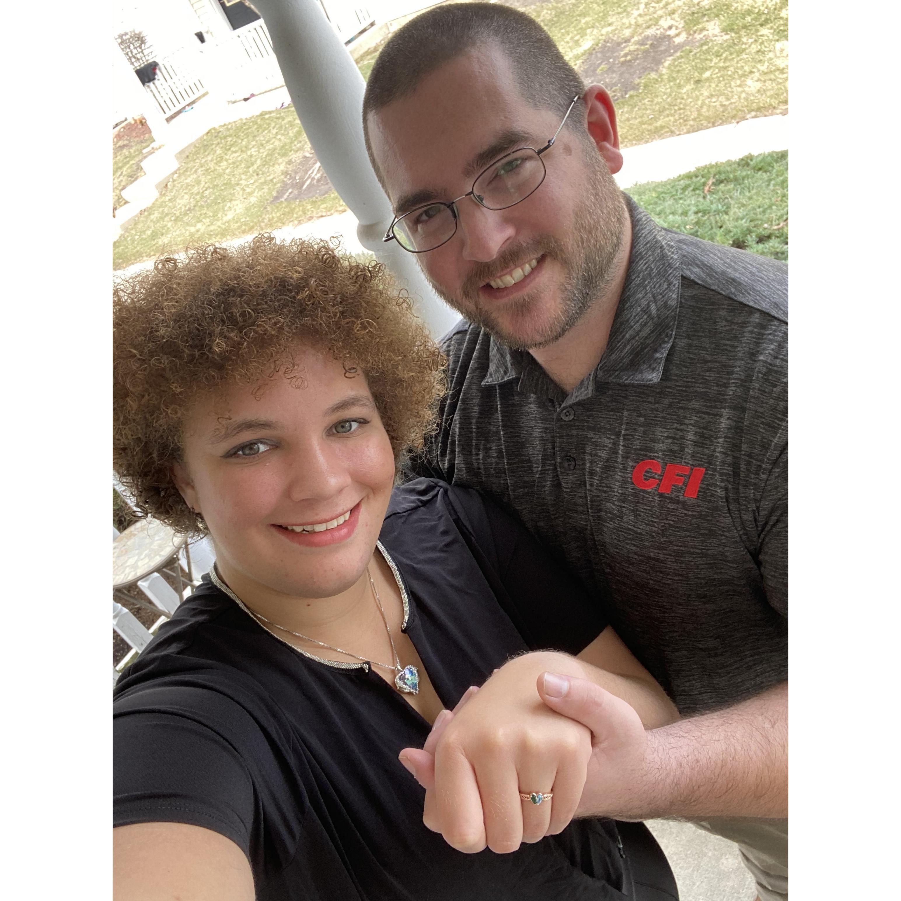 Right after Matthew sent up the sweetest scavenger hunt and then proposed!