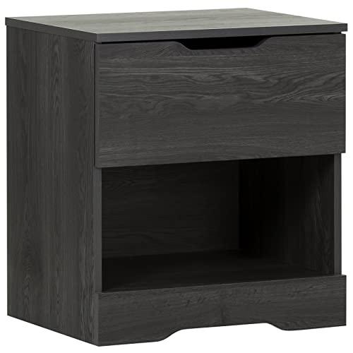 South Shore Trinity 1-Drawer Nightstand, Gray Oak with Cut-Out Handles