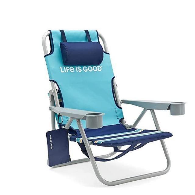 Life is Good LIGBC-BT-1PK Beach Chair, Short, Blue Turtle