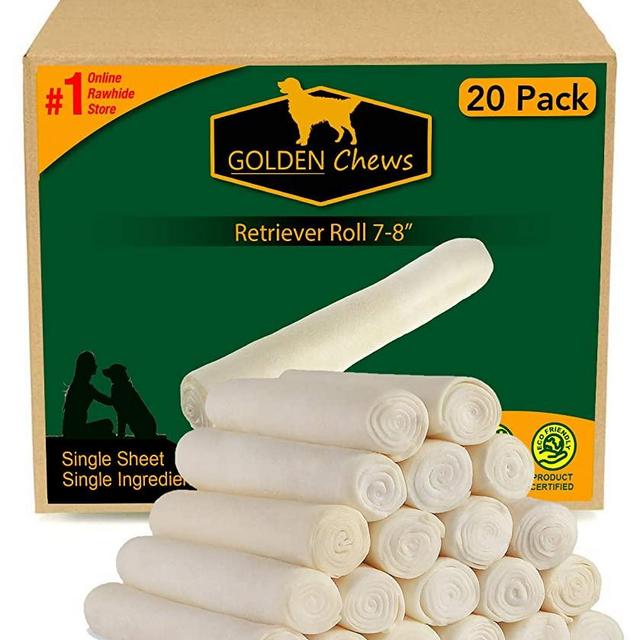 Retriever Rawhide Rolls 7-8 Inches. Single Sheet. 100% Natural Product. Great Behavioral Dog Treat Chew Solution.