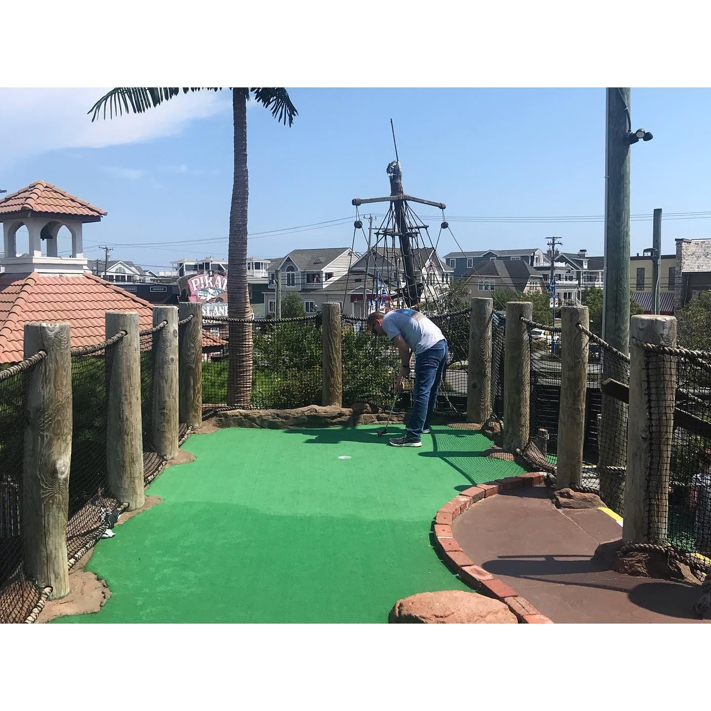 Mini golfing on a pirate ship!