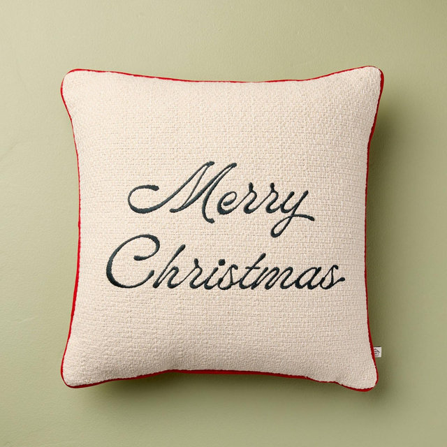 16"x16" 'Merry Christmas' Icon Square Toss Pillow Cream/Red Edge - Hearth & Hand™ with Magnolia