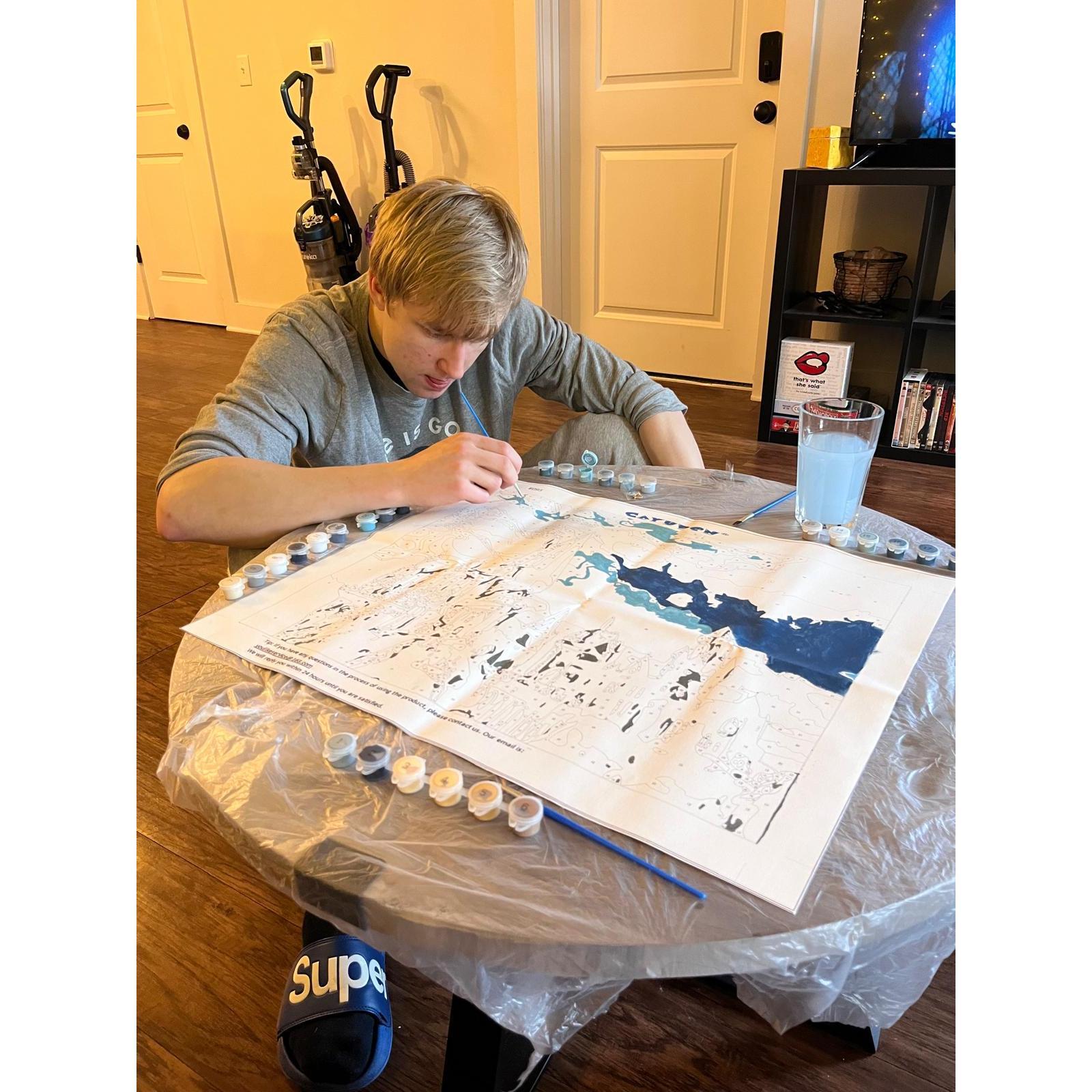 We love working on paint by numbers together. March 2023