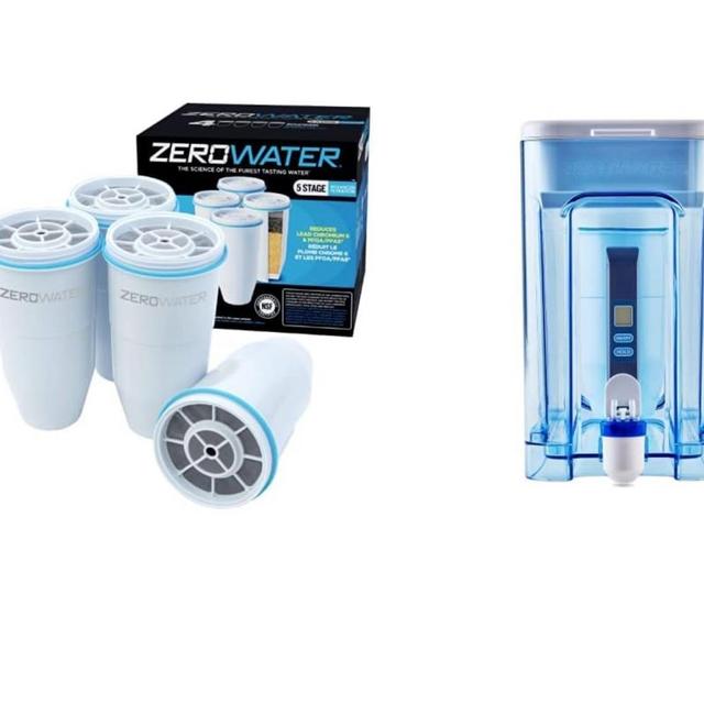 ZeroWater Official Replacement Filter 4-Pack + 32-Cup Ready-Read 5-Stage Water Filter Dispenser