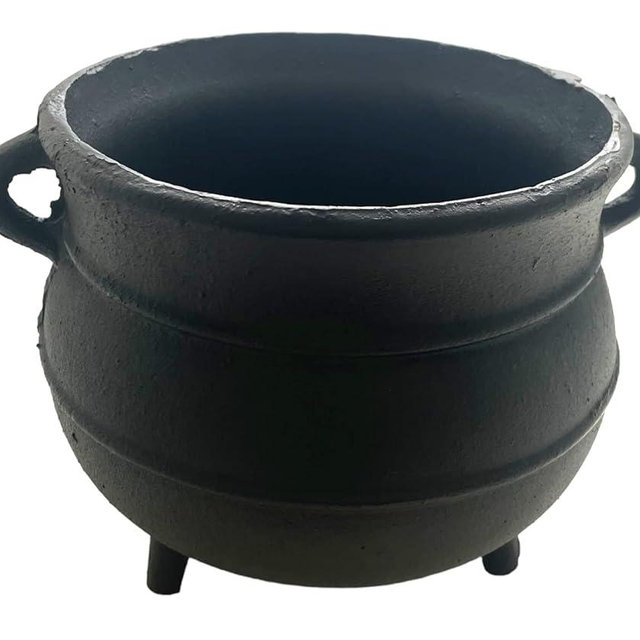 Crystalo - Black Painted Cast Iron Cauldron Size- 7 "D