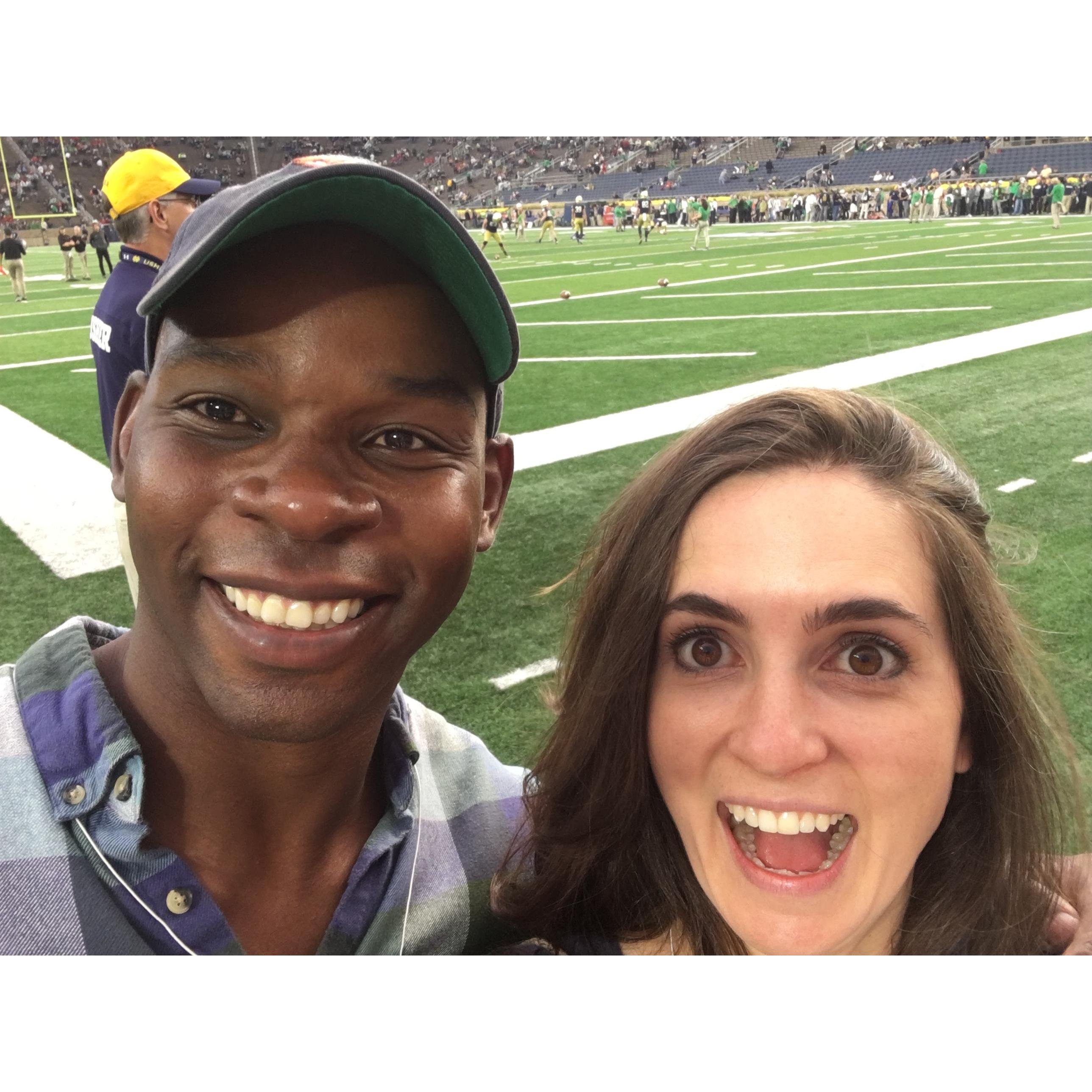 Courtney's first time "on the field" -- South Bend, Indiana (October 2017)