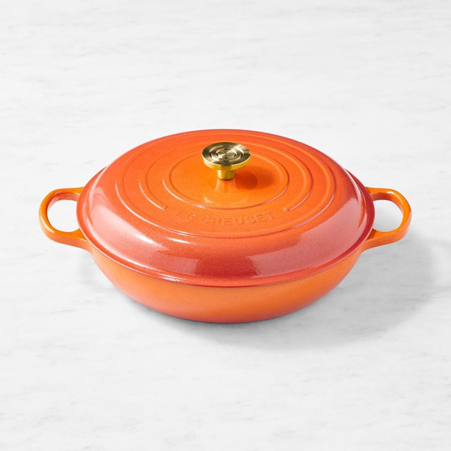 Le Creuset Centenary Enameled Cast Iron Braiser, 5-Qt., Flamme Dorée