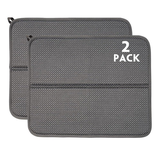 2 Pack Dish Drying Mat for Kitchen Counter, Absorbent, Microfiber Dishes Drainer Mats, Multiple Usage Dish Drying Pad 14 x17 inches